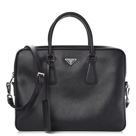 saffiano leather briefcase prada